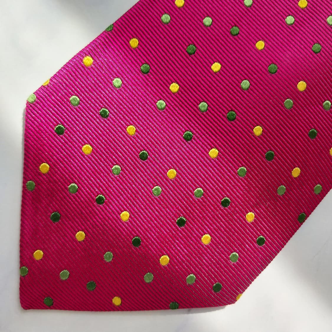 에트로 실크 핫핑크 도트 패턴 넥타이 9.9cm A+~A등급 K2300 상품이미지5