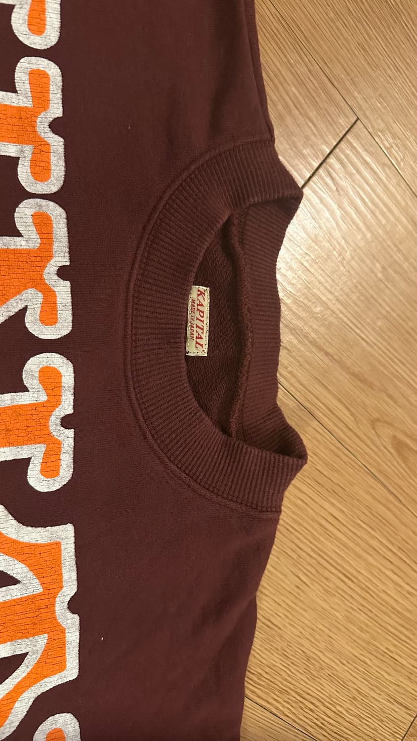 캐피탈 맨투맨 플리스 빅 스웨트셔츠 버건디 와인 오버사이즈 상품이미지3