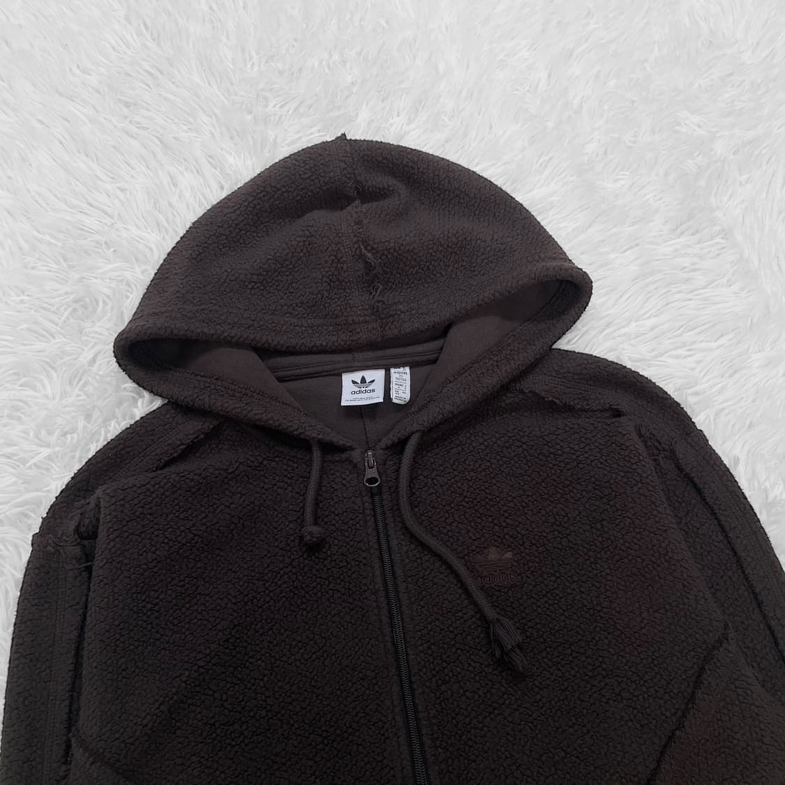 아디다스 트레포일 로고 크롭 후드집업 브라운 상품이미지3