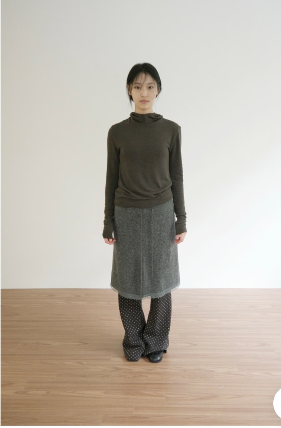 에프터먼데이 레이스 니트 미디 스커트 블랙 상품이미지1