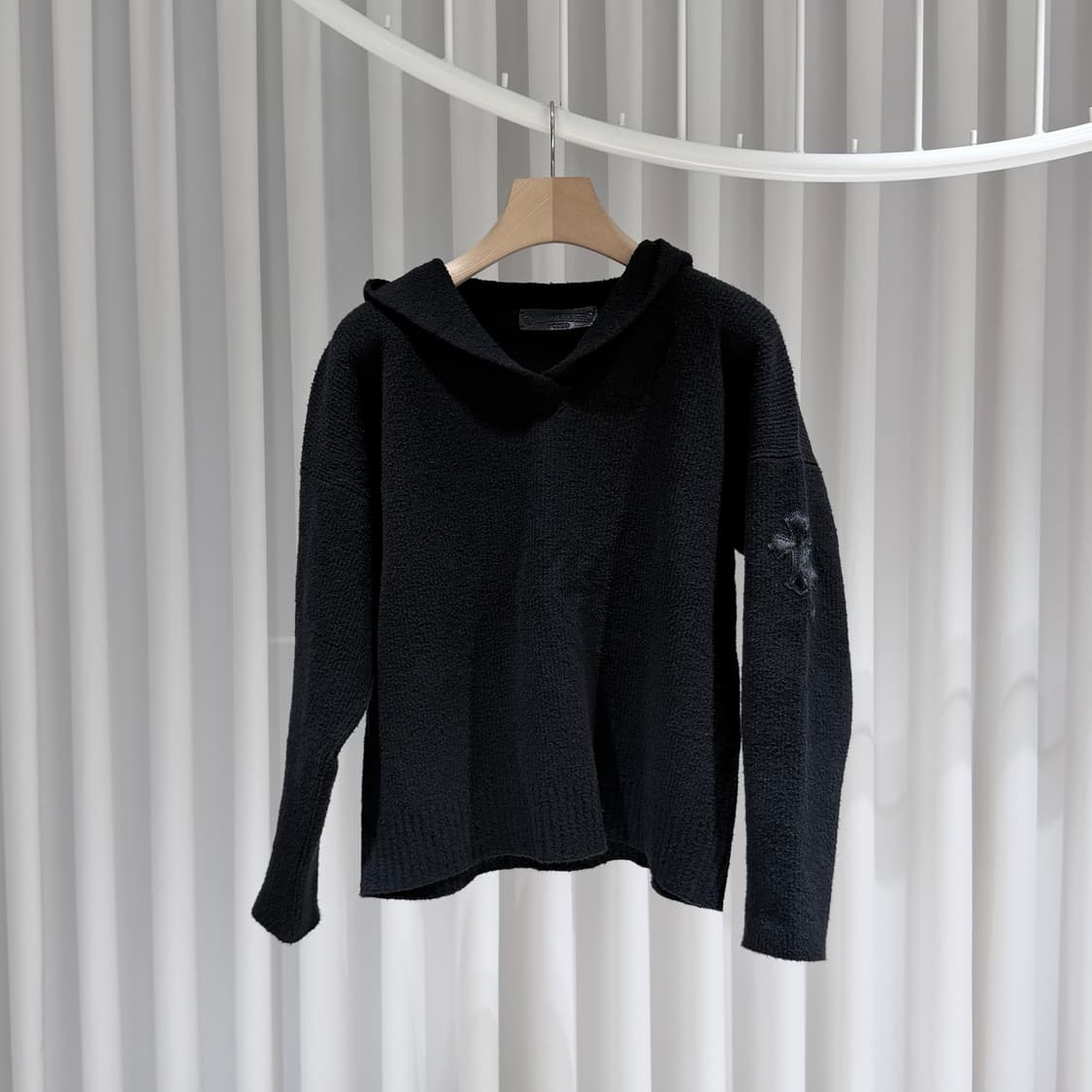 (A+/XS) / 크롬하츠 송치패치 블랙 니트 후드티 상품이미지1