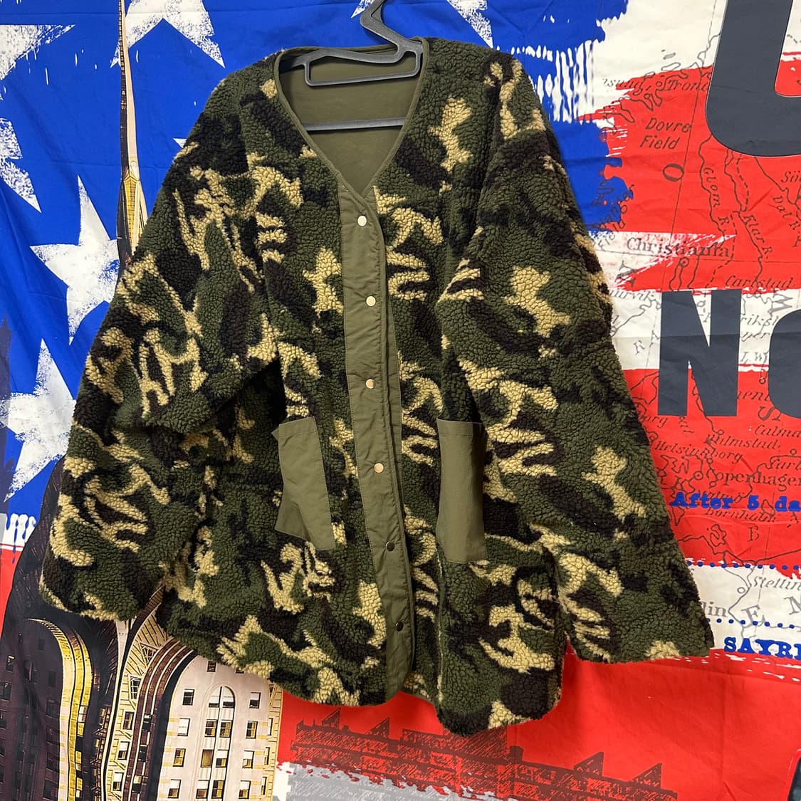 s급 빈티지 카모 리버시블 양면 오버핏바람막이XL105 상품이미지2