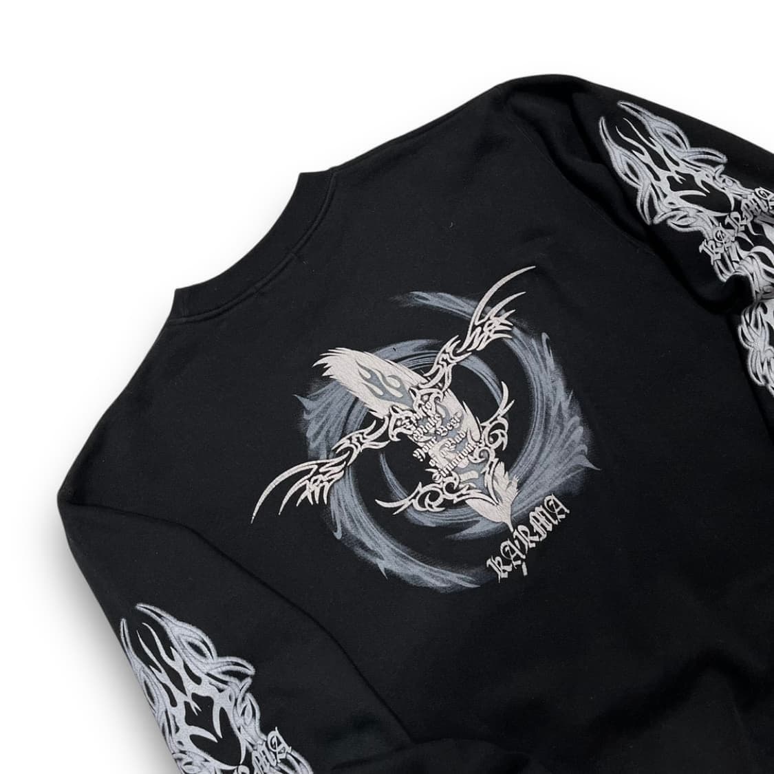 펑크 카르마 트라이벌 플레임 빈티지 다크 맨투맨 상품이미지2