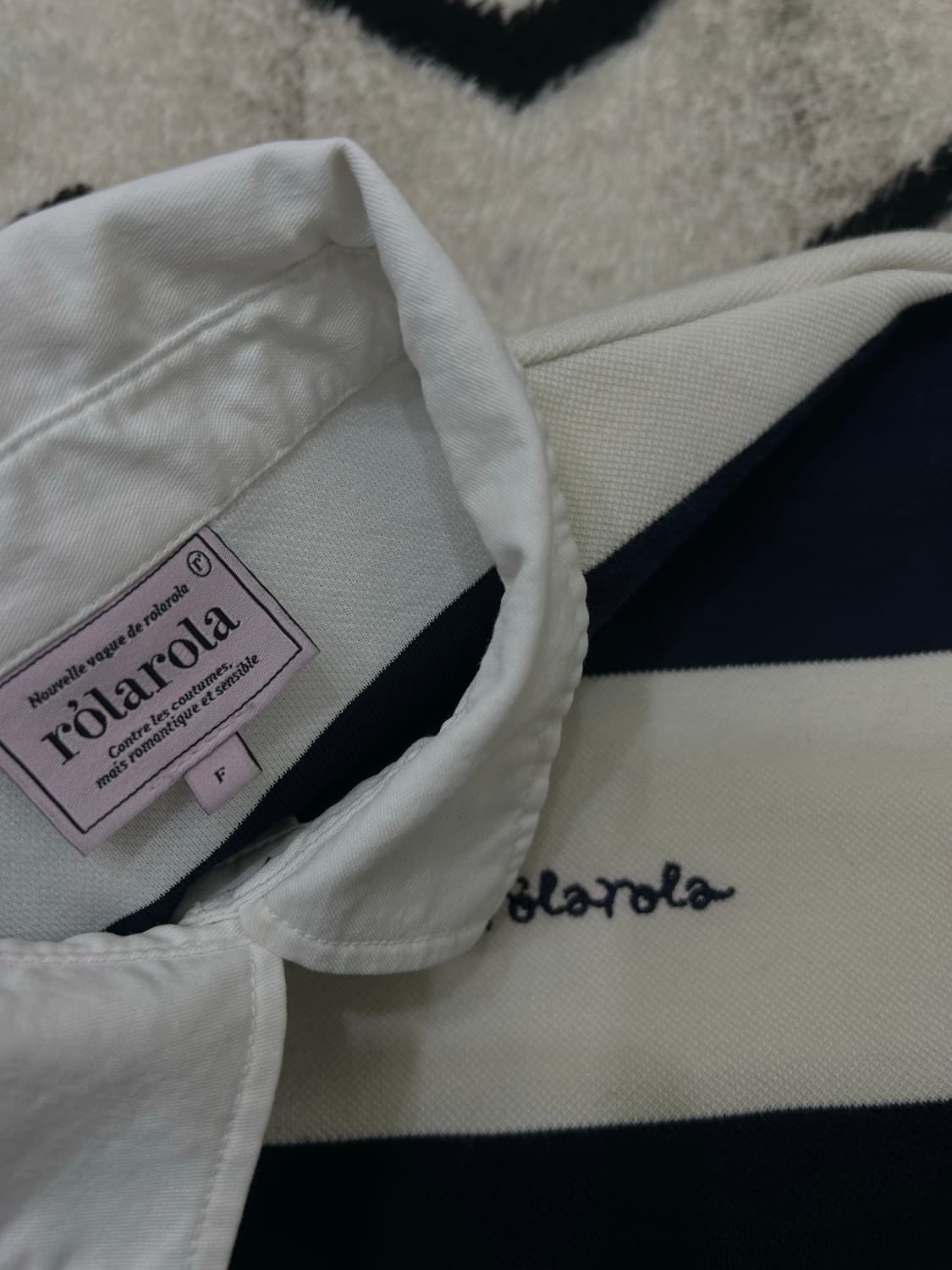 로라로라 스트라이프 카라 긴팔/네이비아이보리 상품이미지6