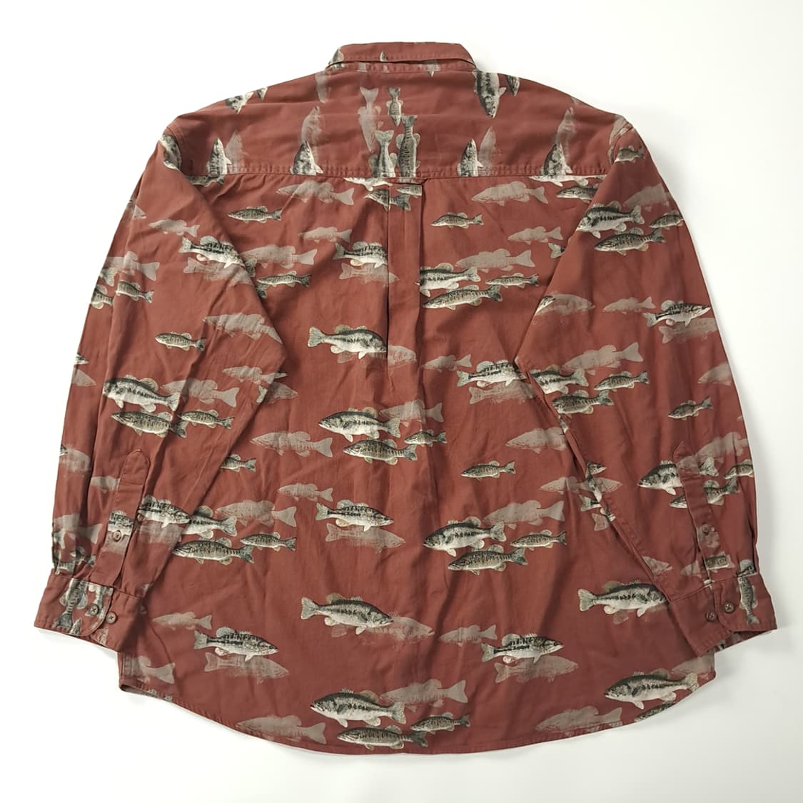 CK186 L 노스리버 90s 피쉬 패턴 브라운 셔츠 남방 상품이미지5