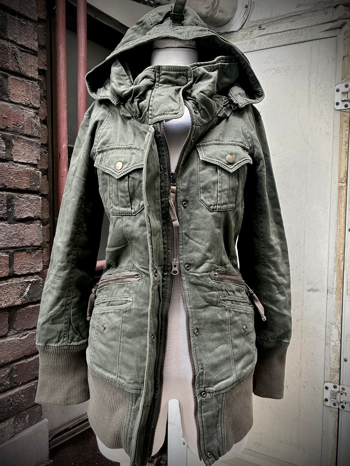 *rare design* 2000s jpn vtg 하이넥 카키 야상자켓 상품이미지1