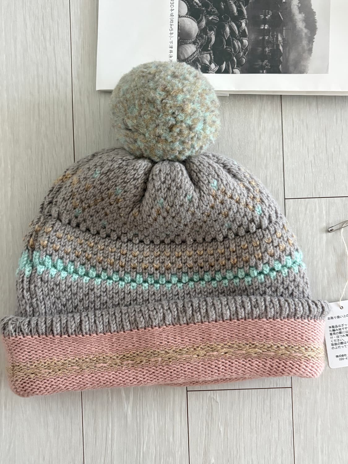캐피탈 5G 울 니트 캡 라이트 블루 (폼폼 비니 핑크 그레이) 상품이미지3