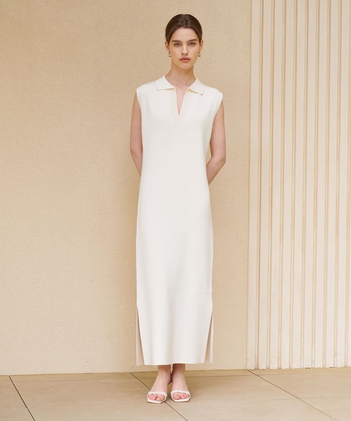 F) 새상품 르네제이 칼라 레이온 원피스 크림 상품이미지1