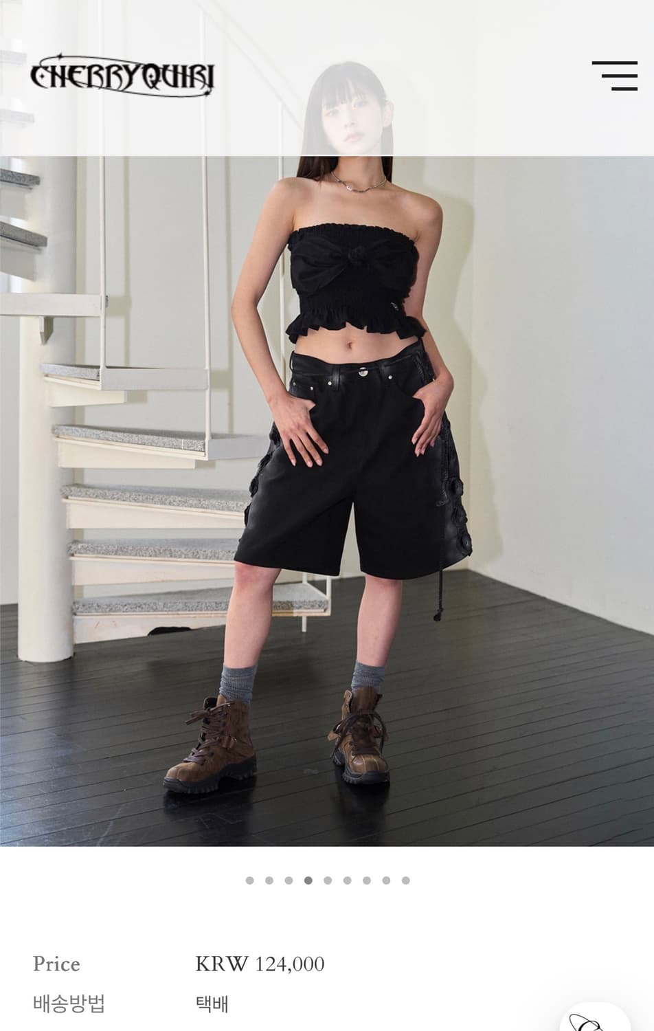 체리퀴리 장미 워싱 반바지 dirty flower half pt 상품이미지3