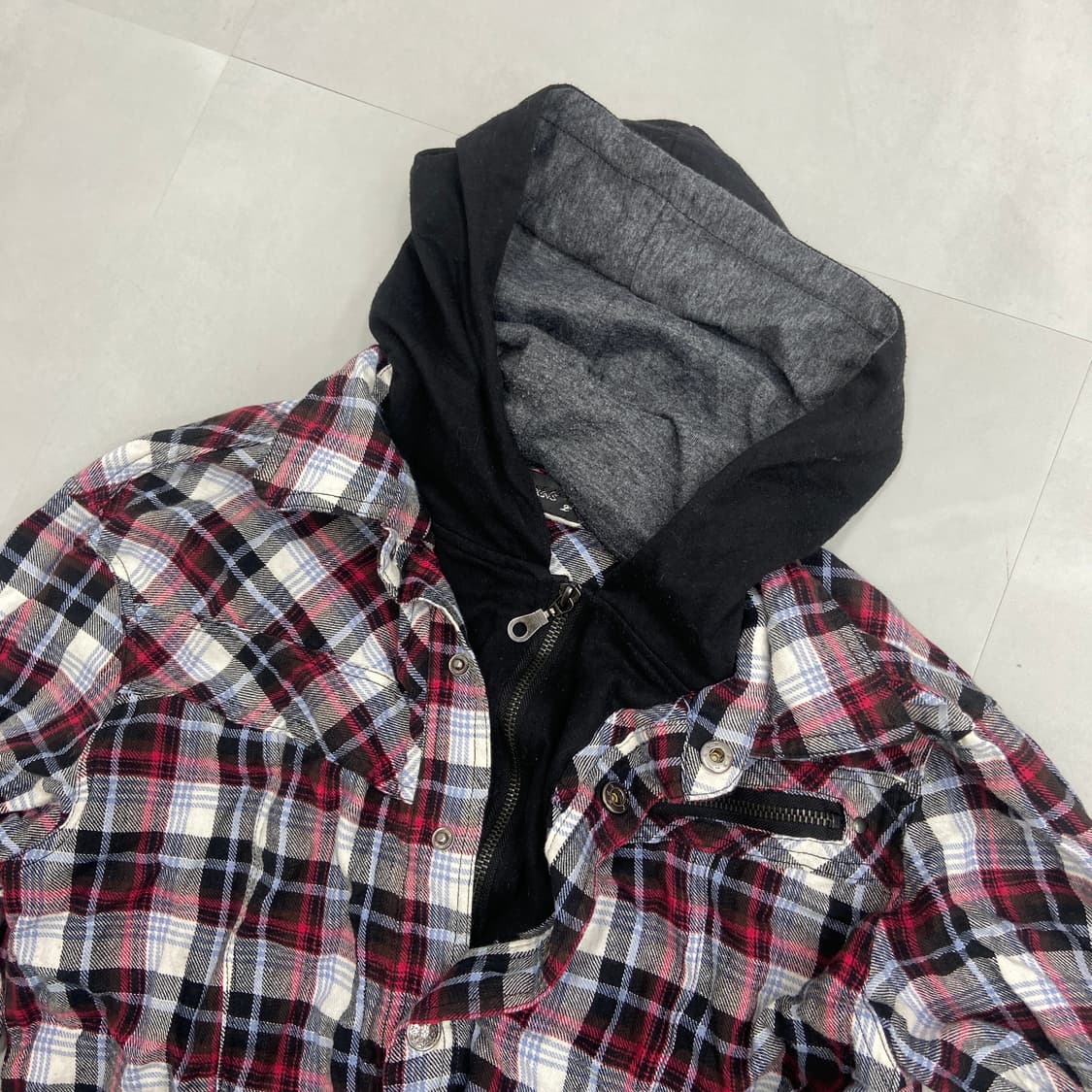 일본빈티지 체크셔츠 후드집업 상품이미지4