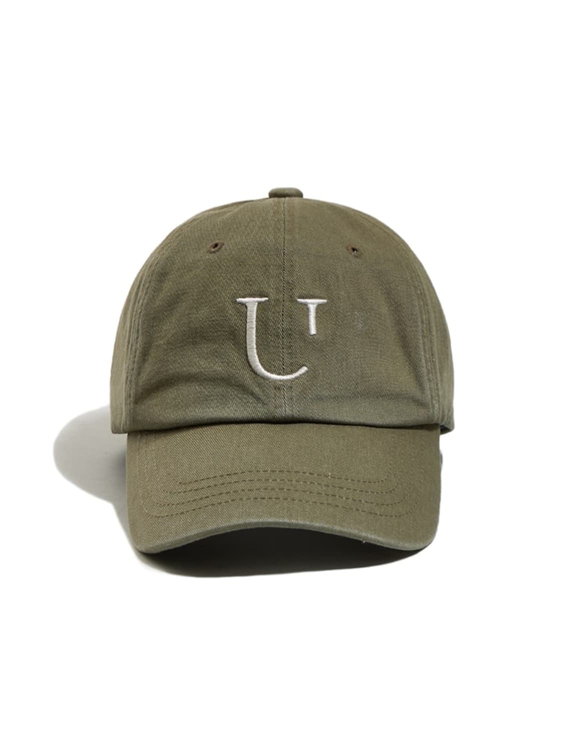 언어펙티드 워시드 자수 로고 볼캡 카키 상품이미지1