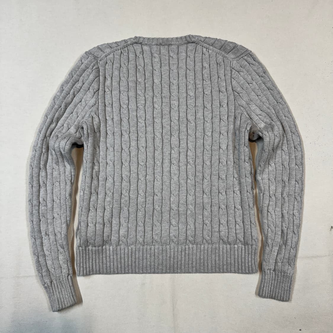 L) 폴로 랄프로렌 코튼 케이블 꽈배기 브이넥 니트 그레이 상품이미지5