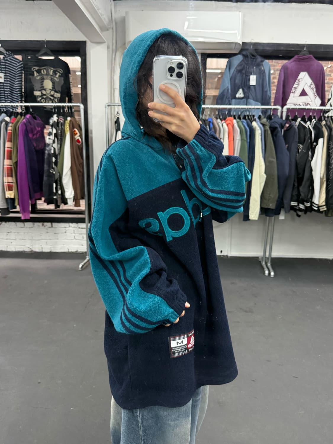 아디다스 올드스쿨 빅로고 플리스 반집업 상품이미지4