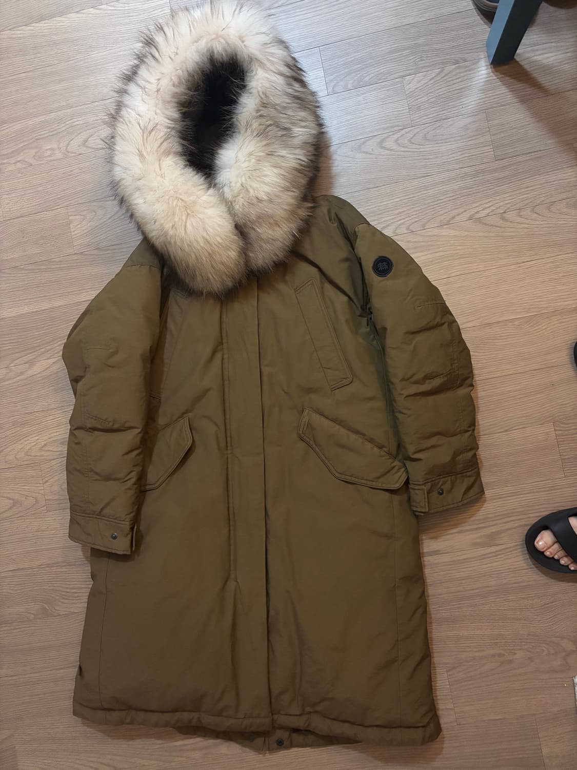 새상품급 코오롱 하이라인 구스다운 야상 롱패딩 85(90가능) 상품이미지2