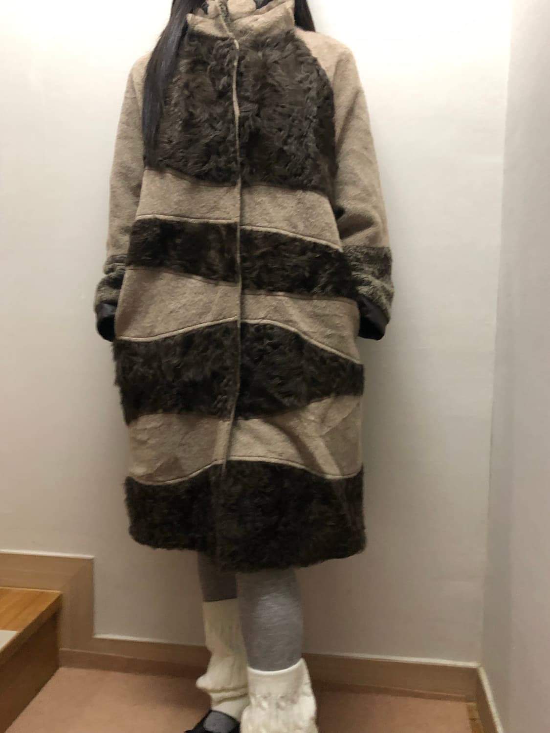 빈티지 브라운 퍼 디테일 코트 상품이미지5