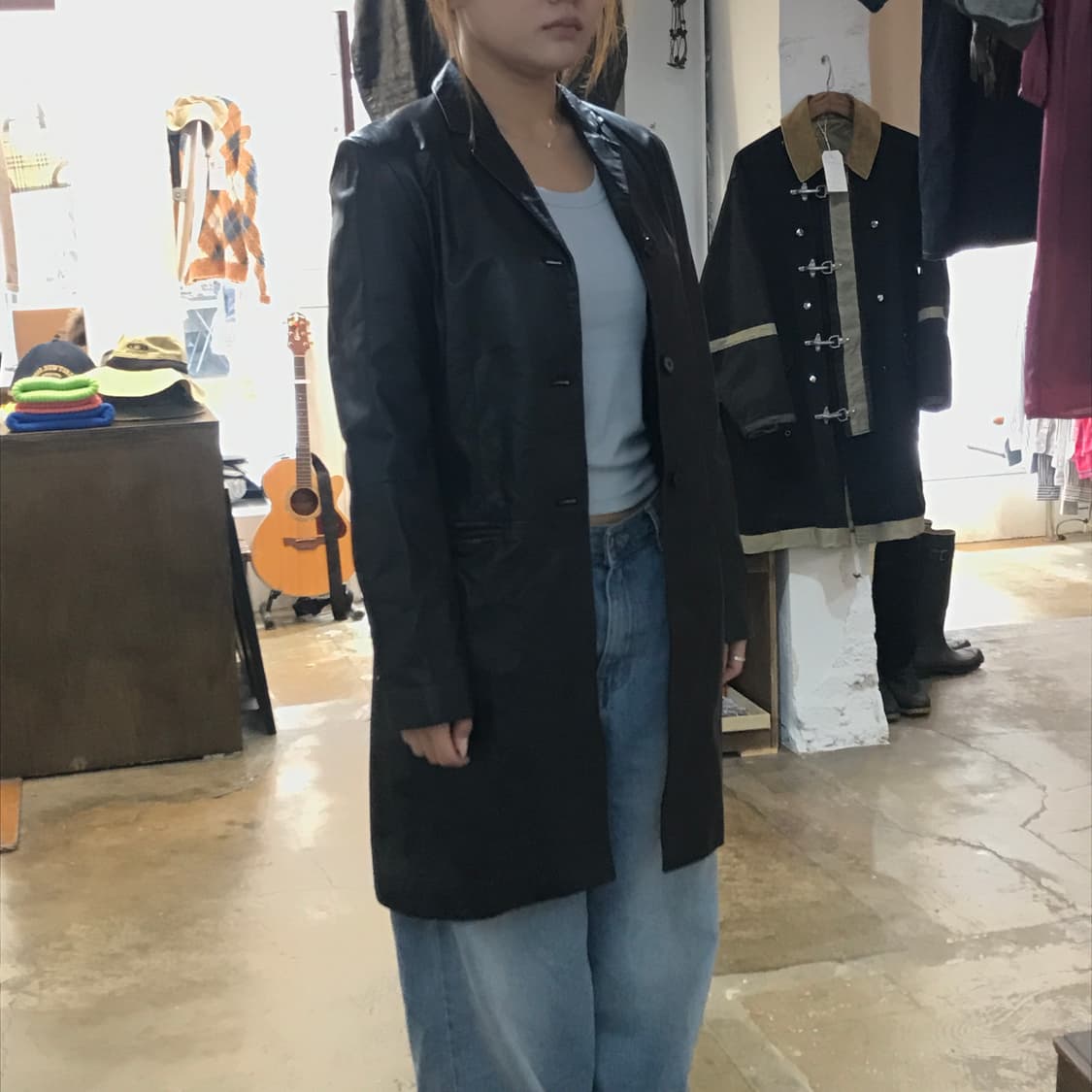 랄프로렌 그린라벨 3버튼 블랙 리얼 레더 양가죽 코트 자켓 여성 55 상품이미지8