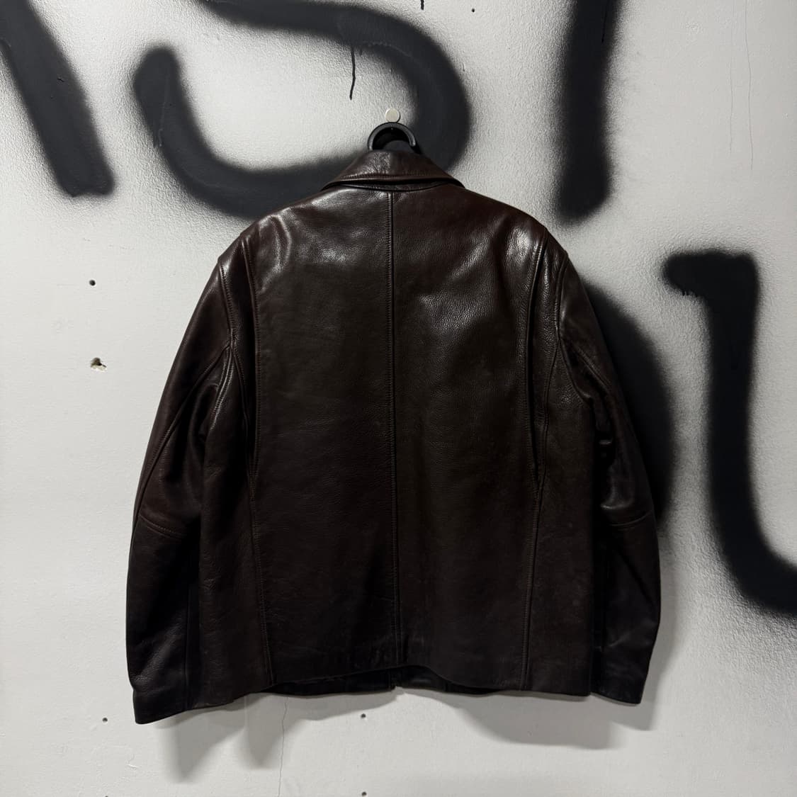 VTG 빈티지 100% 쉽스킨 다크 브라운 싱글 집업 가죽 자켓 상품이미지2