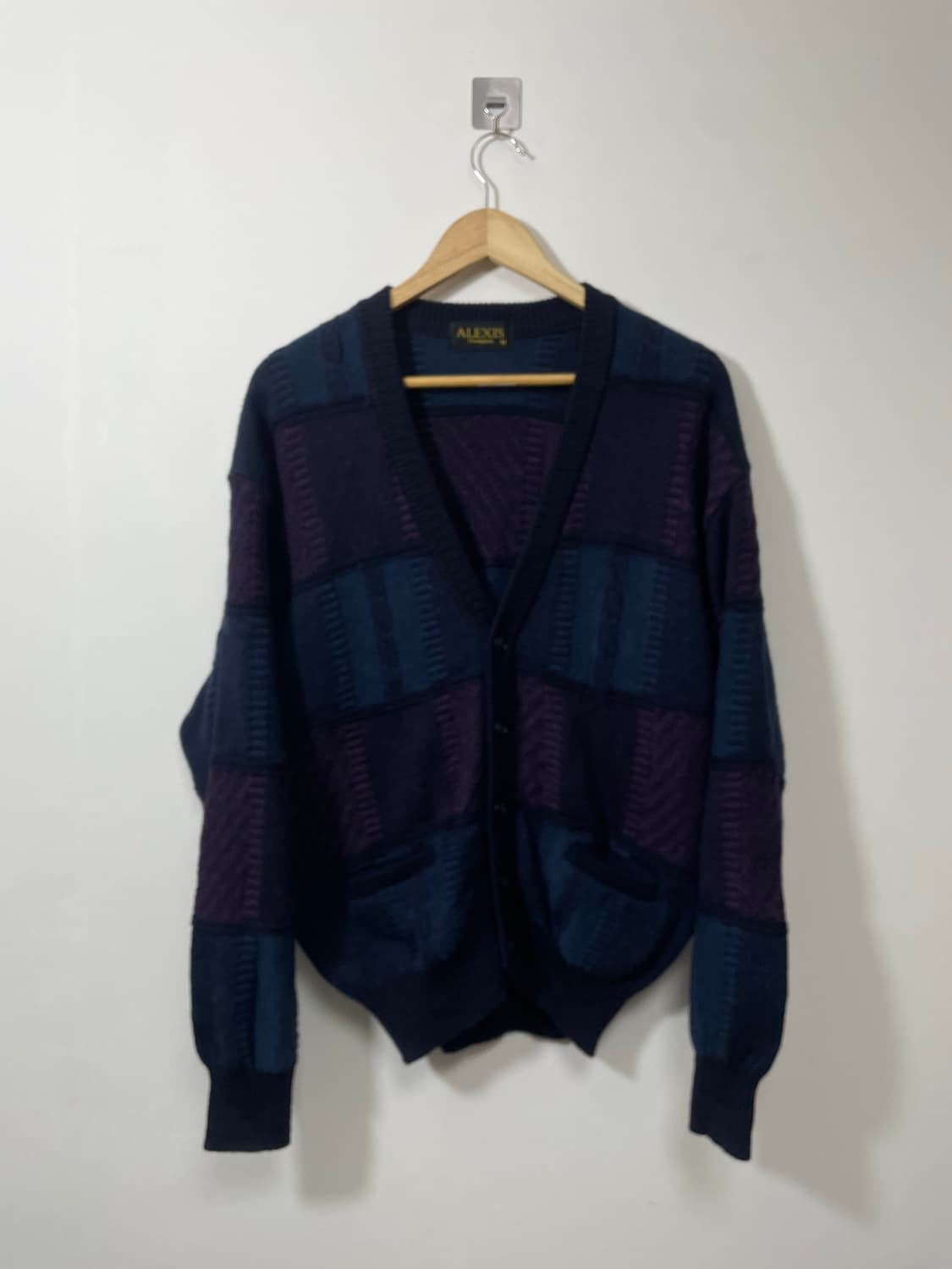 빈티지 블록 가디건 M - K14 상품이미지1