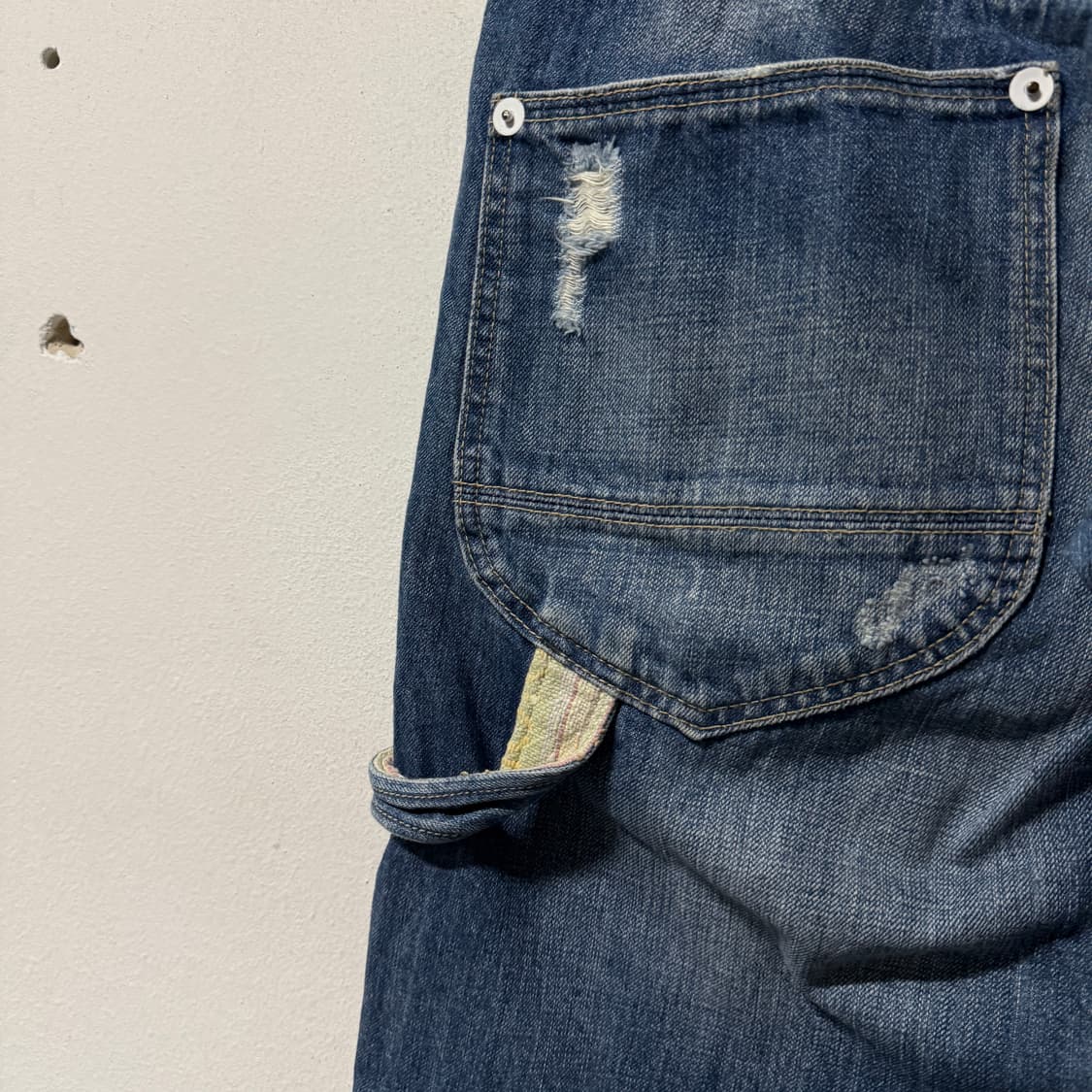 VTG 빈티지 올드스쿨 레이어드 패치 디테일 신치백 카펜터 데님 반바지 상품이미지6