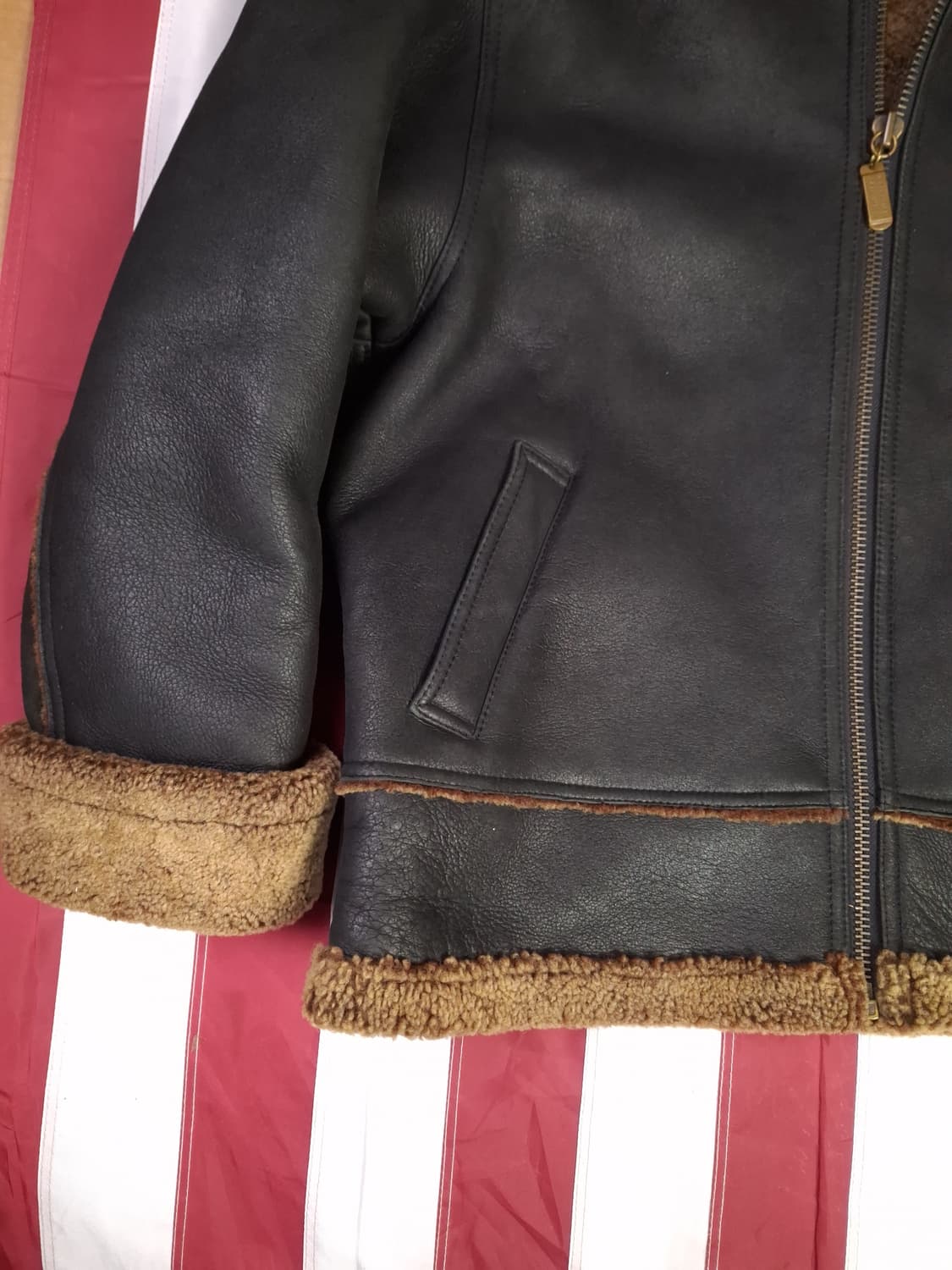 오리지날 90's 베네통 빈티지 리얼레더 무스탕 상품이미지7