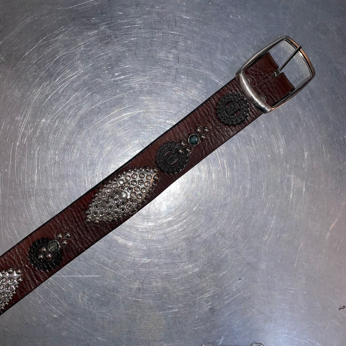 빈티지 리얼 웨스턴 가죽 다이아몬드 & 스터드 벨트 상품이미지3