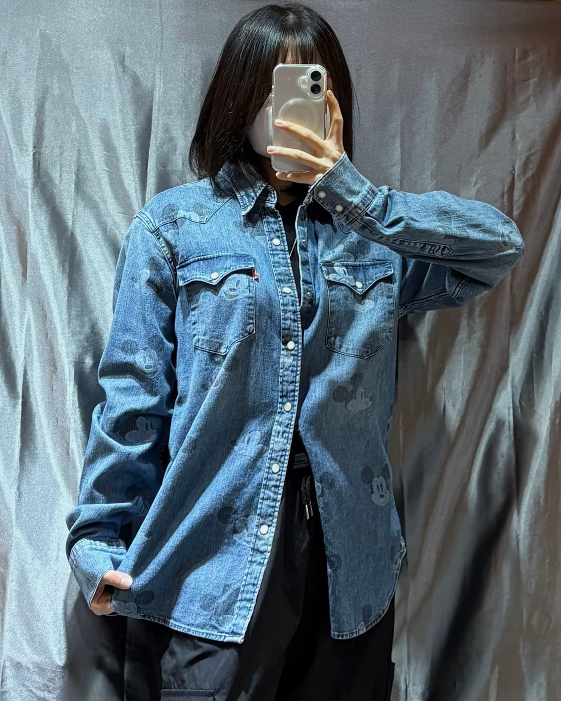 M LEVIS 리바이스 투포켓 미키마우스 웨스턴 셔츠 상품이미지1