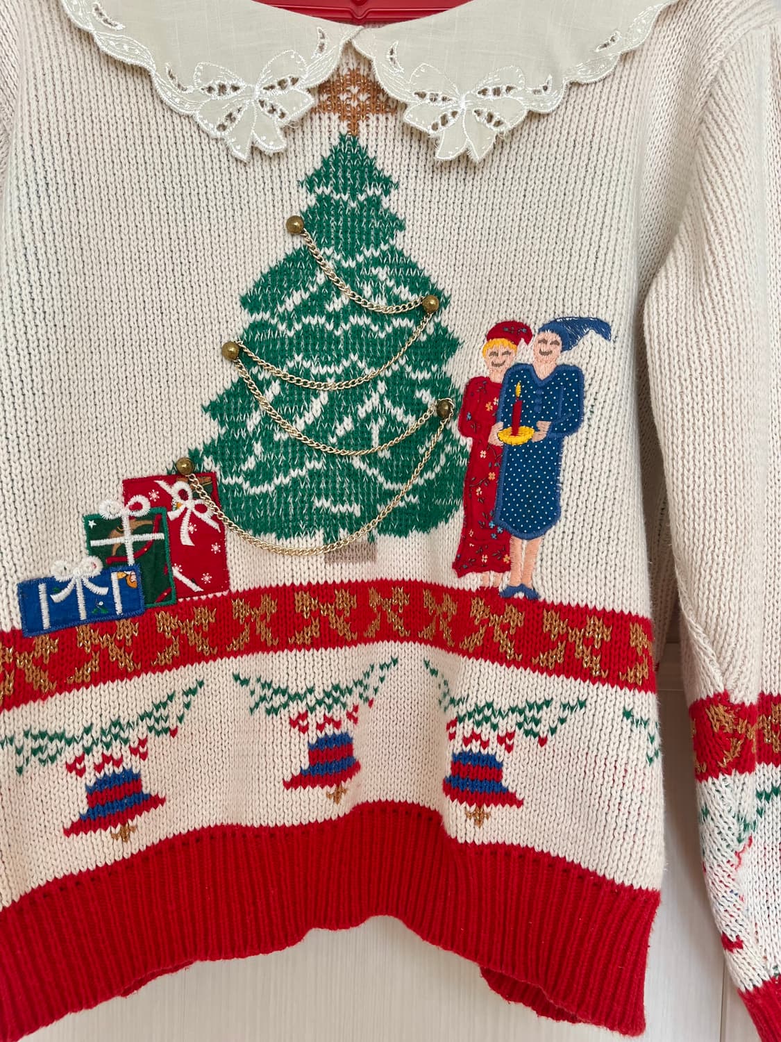 🎄크리스마스 선물 자수 트리 카라 울 니트 상품이미지2