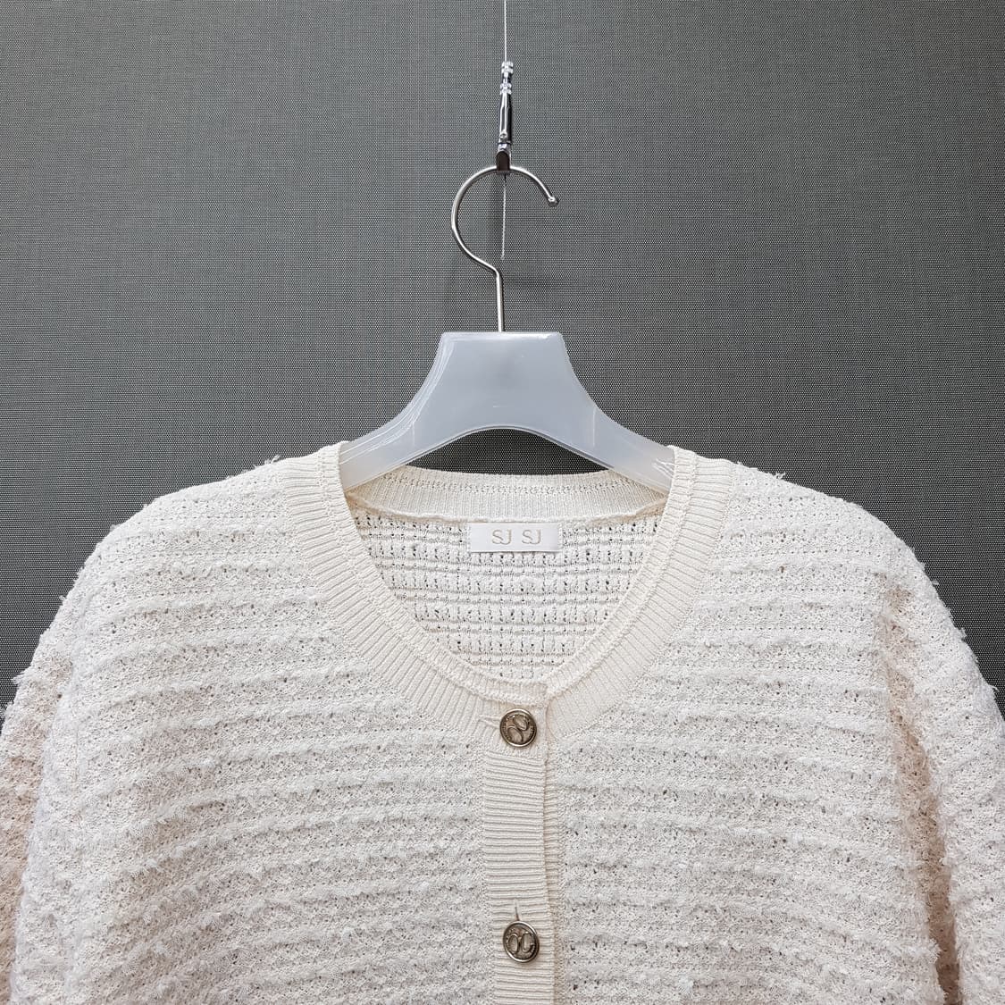 한섬 SJSJ 2022 아이보리 트위드 니트 반팔 가디건 F사이즈 상품이미지2