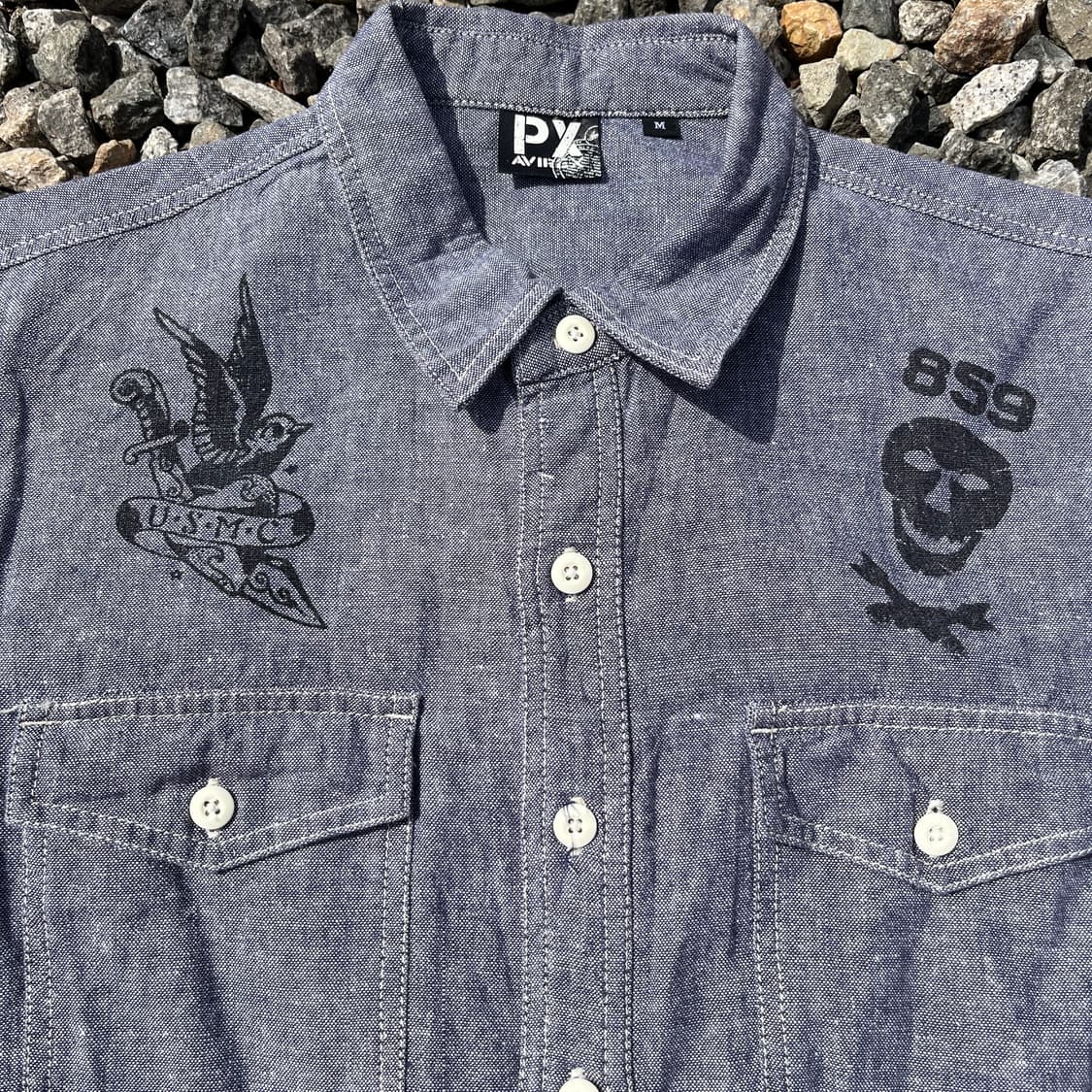 AVIREX 린넨 코튼 혼방 샴브레이 셔츠 (실측확인) 상품이미지4