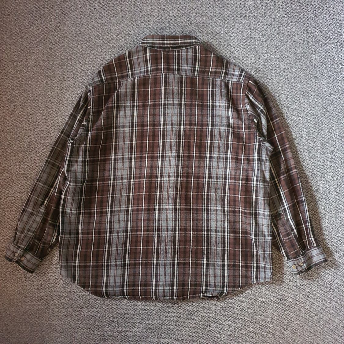 90s us made 칼하트 헤비웨이트 브라운  플라넬 셔츠 상품이미지7