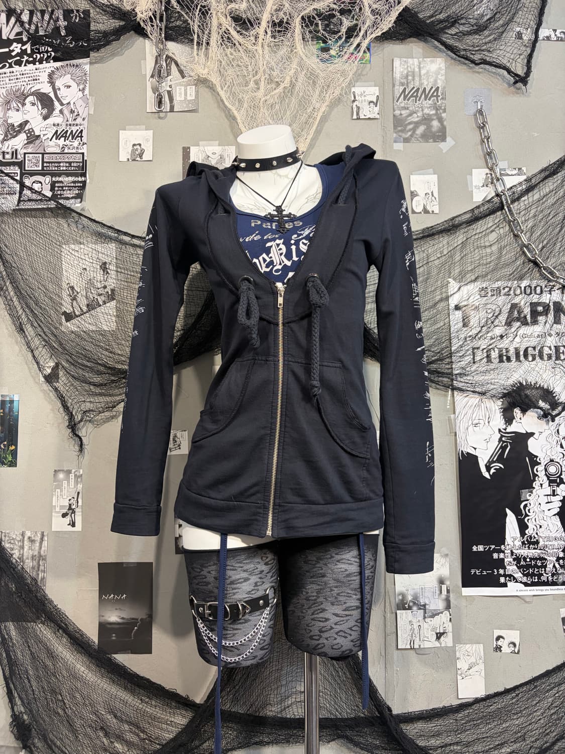 00‘s rope detail Printing hoodie zip up 상품이미지6