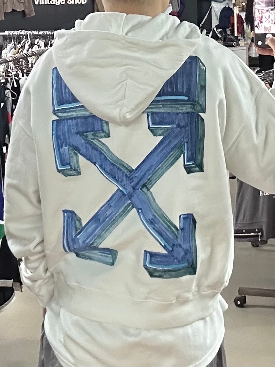 🌟오프화이트 미니 로고 후드 화이트 M🌟 상품이미지2