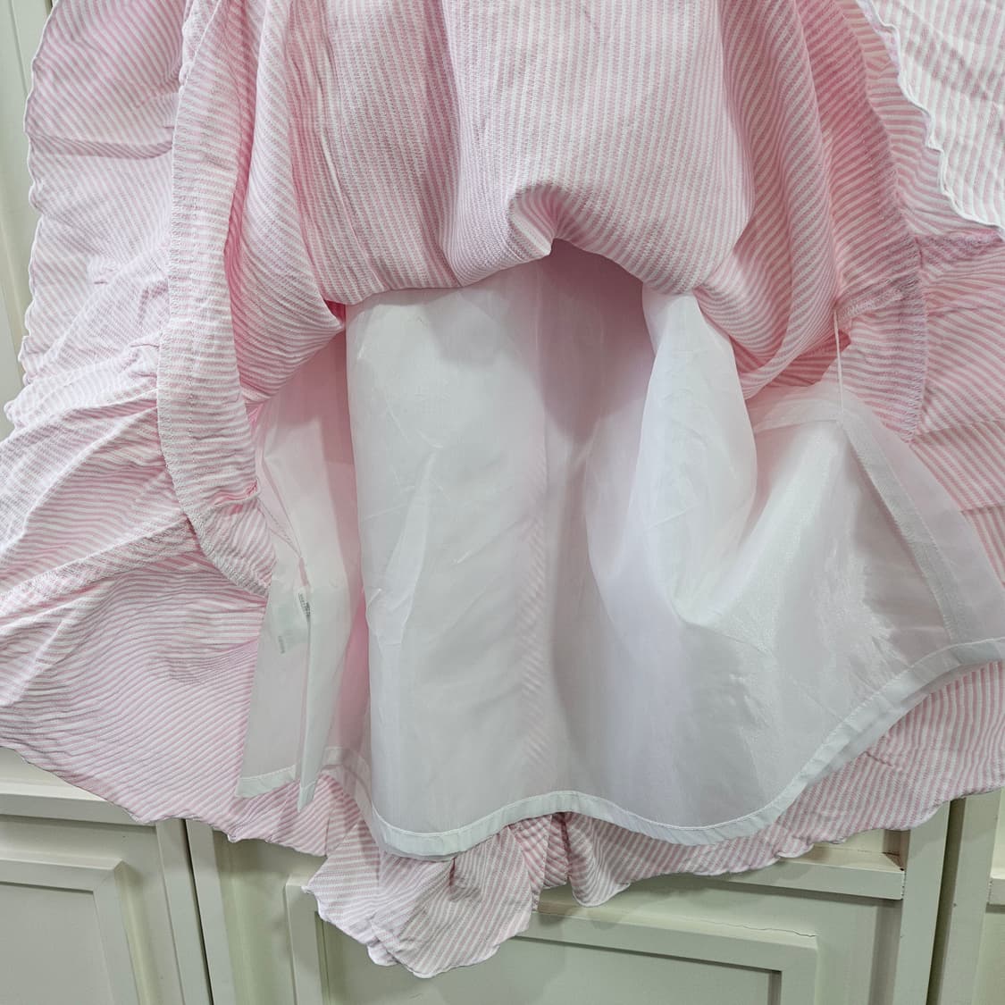 핑크 스트라이프 반팔 셔츠 원피스 상품이미지7