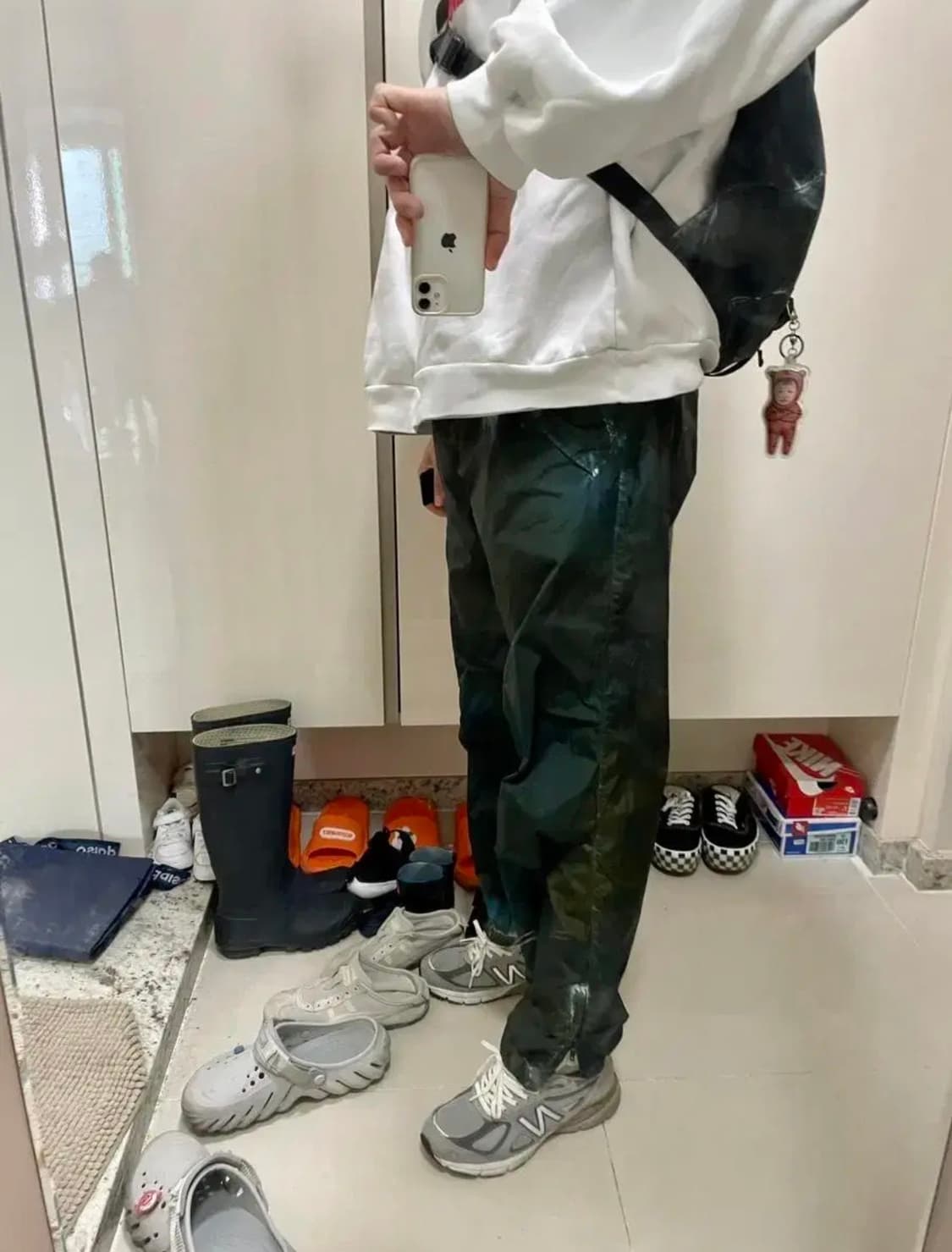 슈프림 스톤아일랜드 페인티드 나일론팬츠 다크틸(s) 상품이미지1