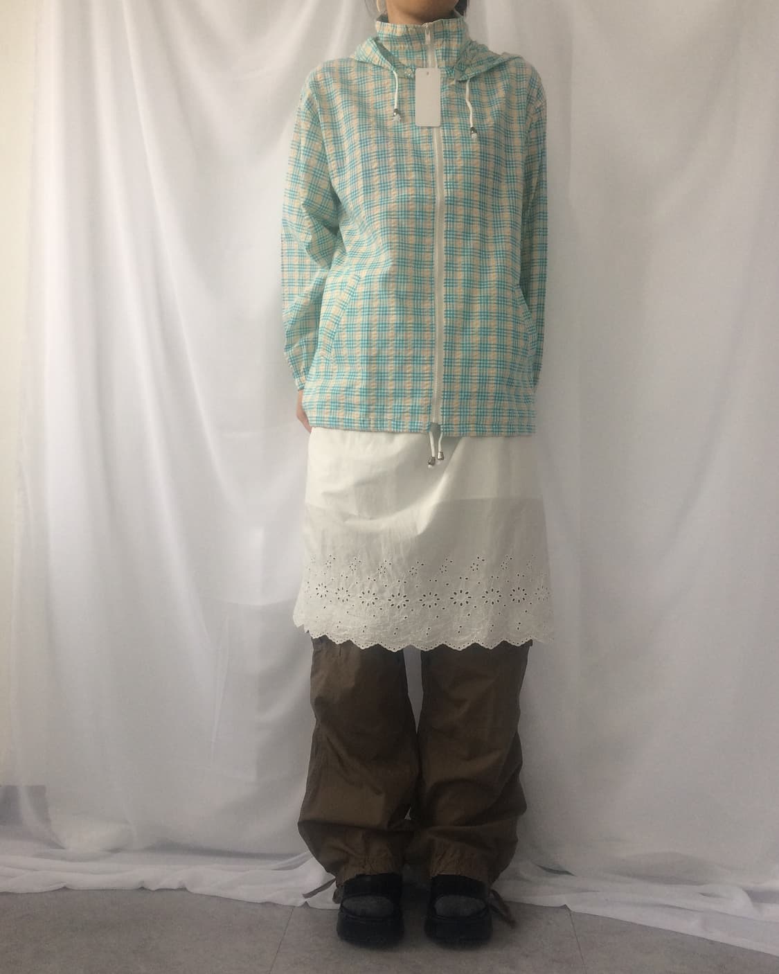 Check pattern hood zip up 상품이미지1