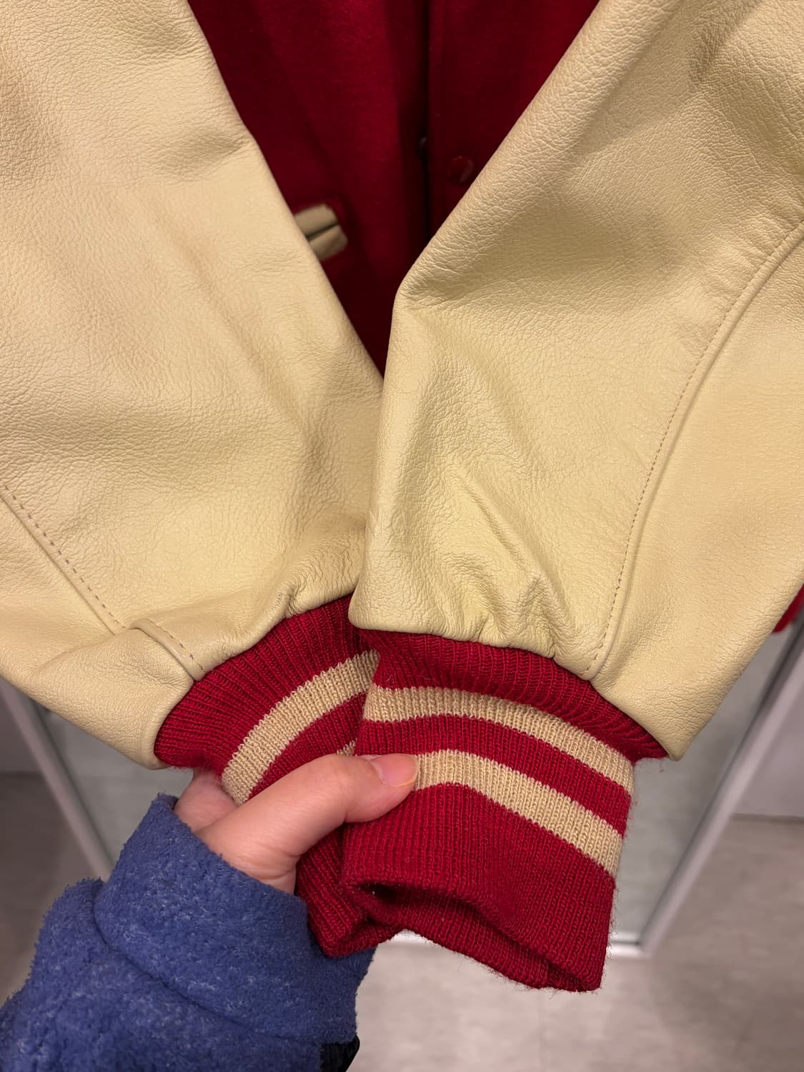 90s Delong 리얼레더 울 바시티 자켓 (made in USA) 상품이미지4