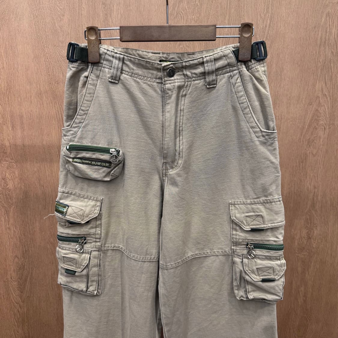 JPN 카고 팬츠 가먼트 다잉 멀티 포켓 사이드 스트랩 와이드핏 베이지 상품이미지4