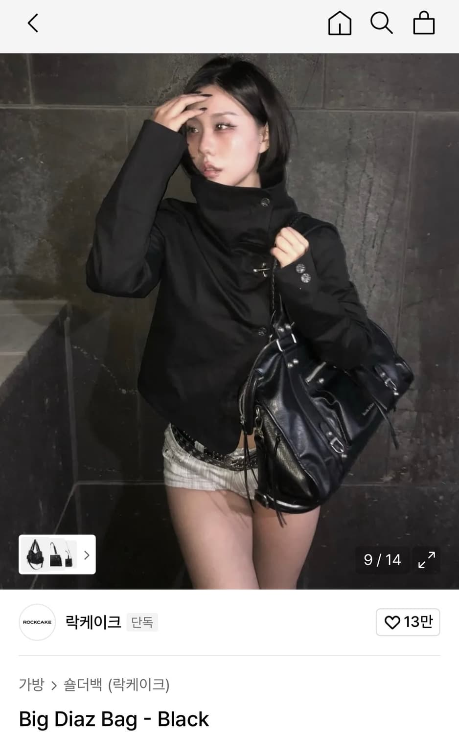 Rockcake 락케이크 Big Diaz Bag black 숄더백 검정 상품이미지2