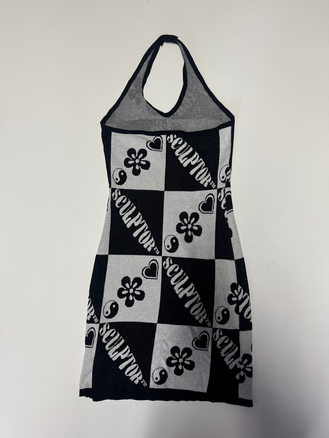 희귀!! 여성 스컬프터 빈티지 패턴 홀터넥 니트 원피스 F 상품이미지3