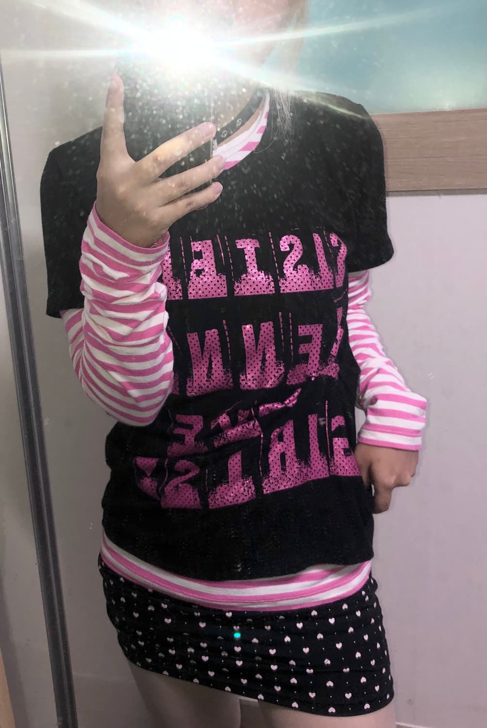 빈티지 구제 레터링 프린팅 셔링 반팔 티셔츠 로리타 상품이미지3