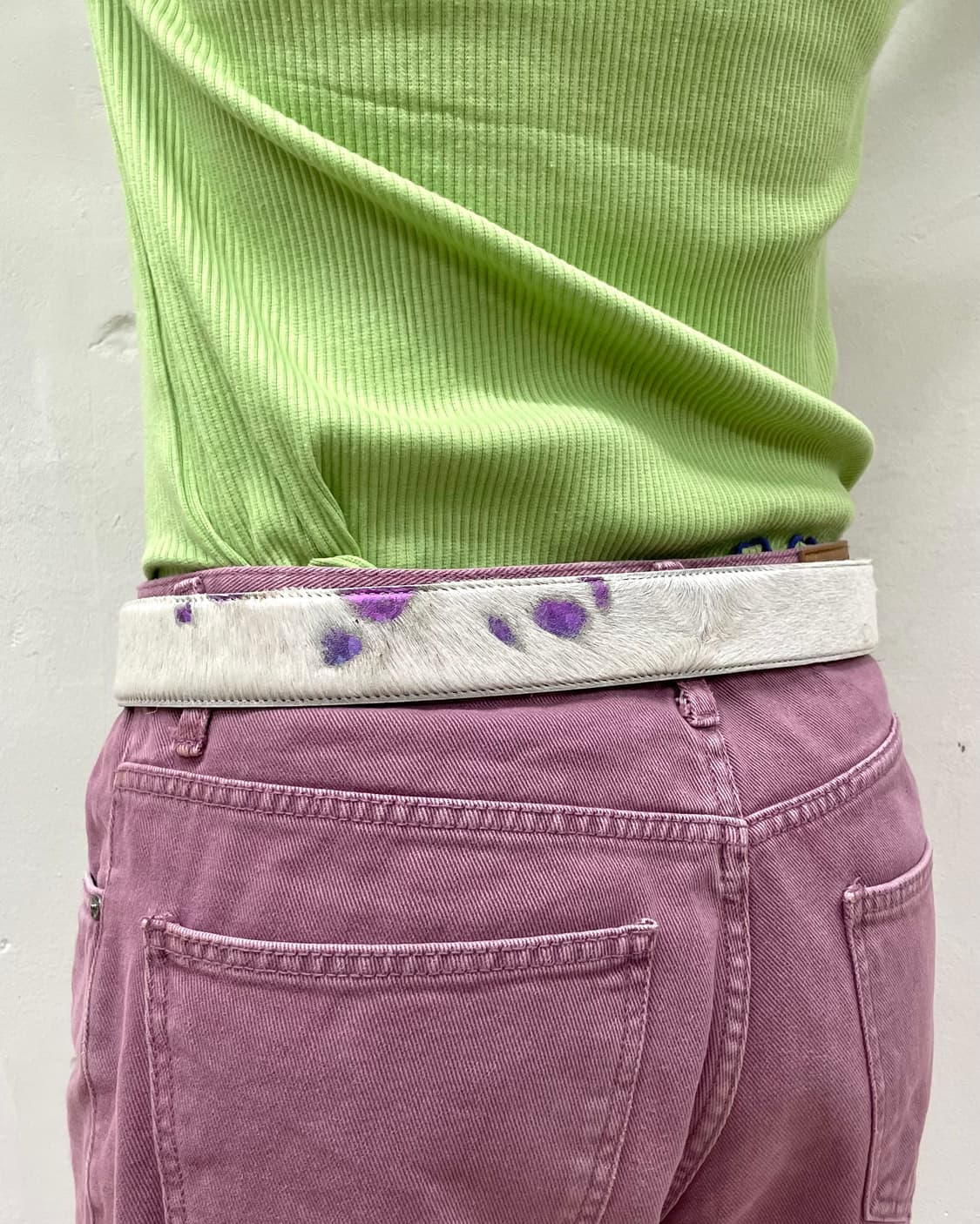 white calf hair neon cubic belt 상품이미지4