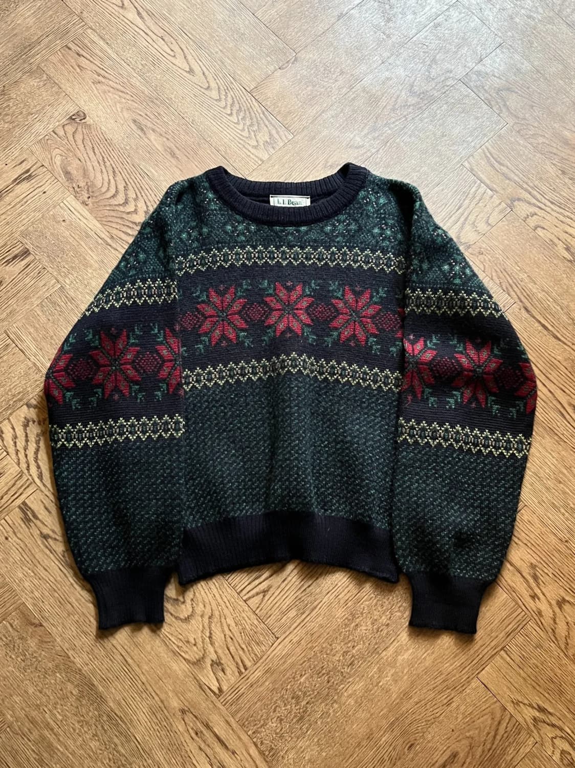 [S]90's 엘엘빈 아일랜드제 노르딕 패턴 울 니트 상품이미지1