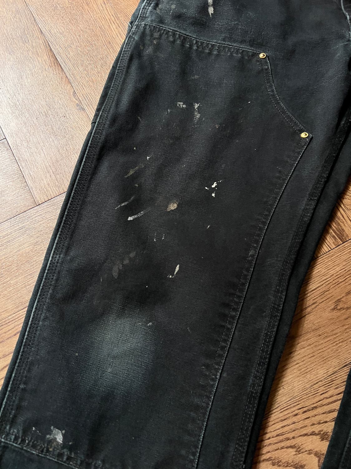 [34]칼하트 USA 빈티지 페인팅 블랙 더블니 워크 팬츠 상품이미지6