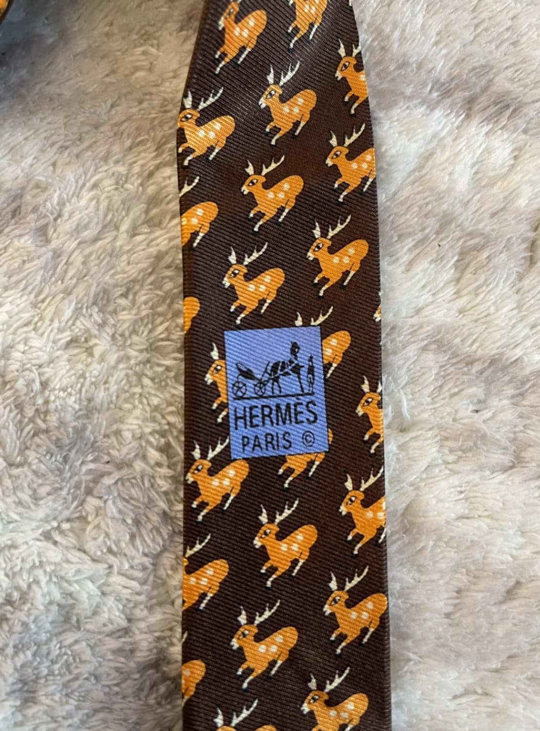 빈티지 에르메스 사슴 패턴 실크 넥타이 상품이미지5