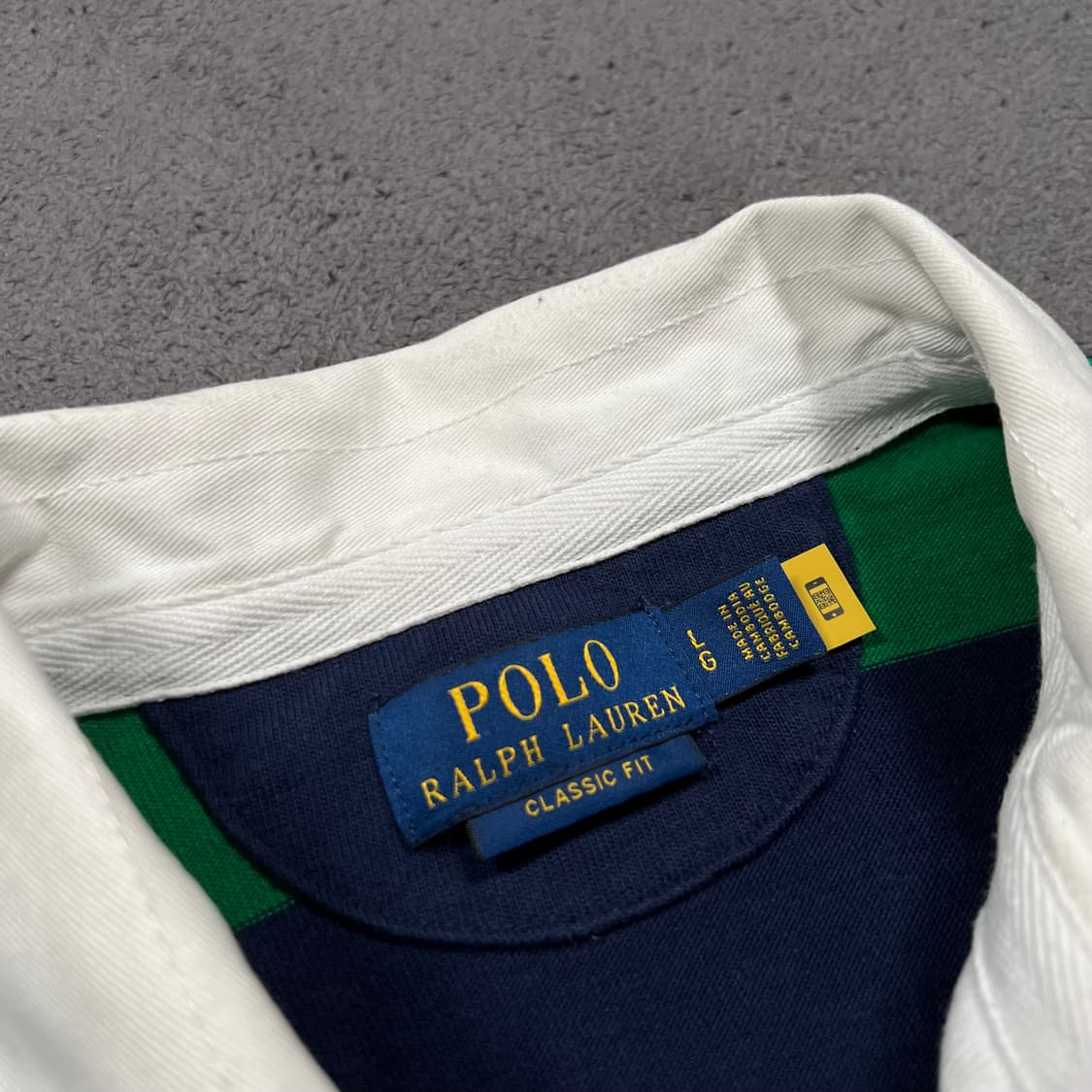 폴로 QR 네이비 그린 스트라이프 럭비티 상품이미지3