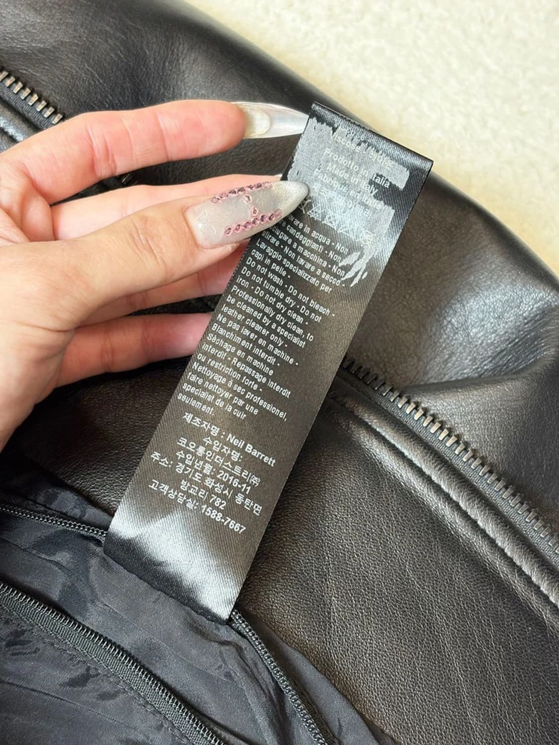 닐바렛 17ss 양가죽 x 네오프렌 바시티 가죽 자켓 PN6591 상품이미지8