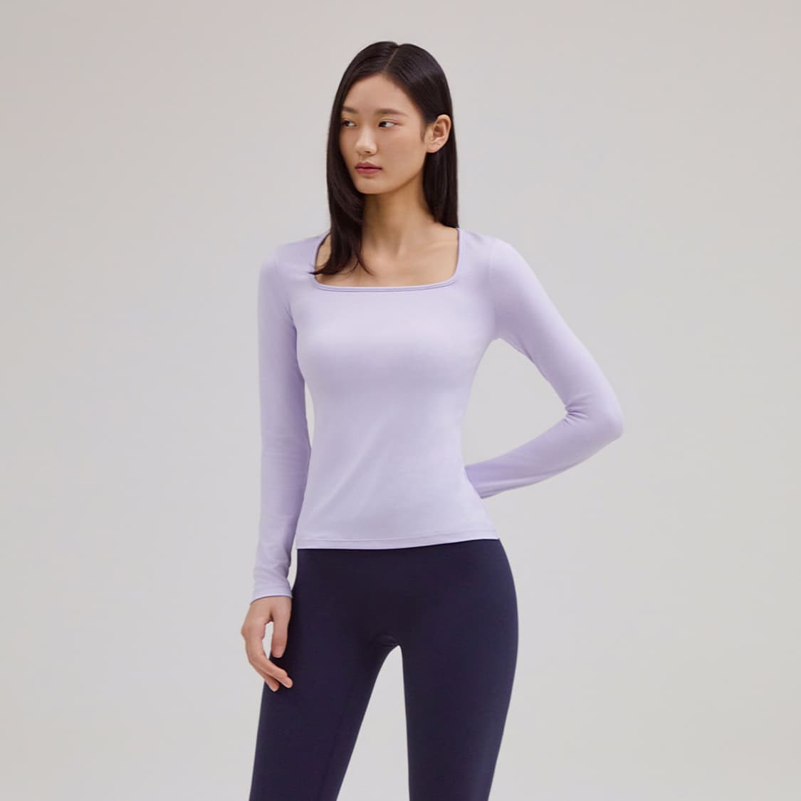 안다르 에어터치 스퀘어넥 롱슬리브 (솔리드블랙) 상품이미지1