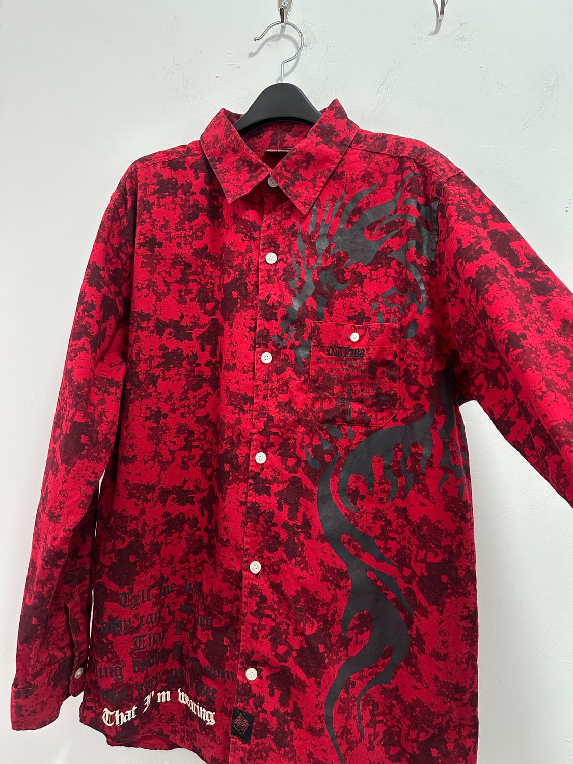 DJ FREE punk lettering red shirts  상품이미지3