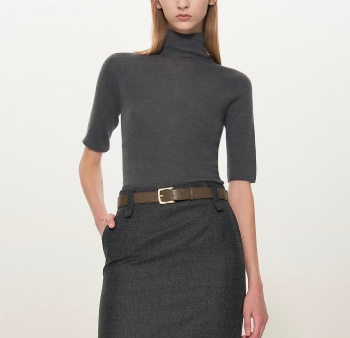 한섬 타임 25SS 램스 울 하이넥 니트 탑(90) 상품이미지1