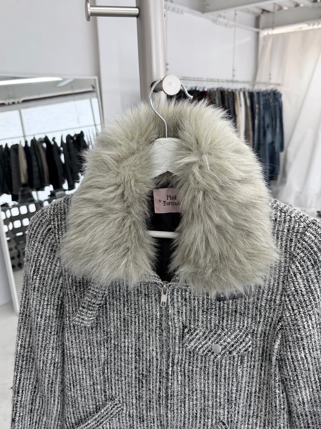 핑크 토네이도 퍼 트위드 자켓 상품이미지2